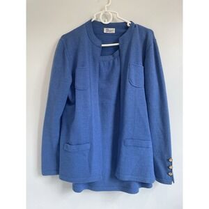 Vintage 1980s Dunollie Looms Knit Sweater Skirt Set Blue Size 12 Classic‎